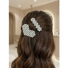 Endiell Incili Pens Toka Seti, 2'li Kalpli ve Çiçekli Incili Pens Toka