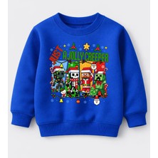 Efendioğlu Design Sweatshirt Just A Jolly Creeper Baskılı Yeni Yıl Yılbaşı 3 Iplik Şardonsuz Pamuklu Çocuk Sweatshirt