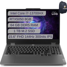 Lenovo Loq 15IRX10 I7-13700HX 64GB 1tb SSD 8gb RTX5050 15.6 Fhd 144Hz Freedos
