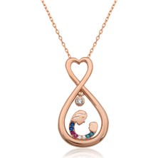 Skygo 925 Ayar Gümüş Sonsuz Kalpli Anne Çocuk Kolyesi