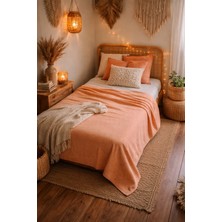 Saçlı Battaniye  Bohem Turuncu 160X180 Düz  Pamuklu