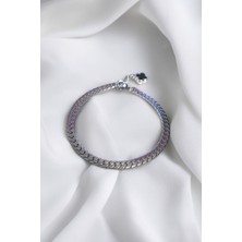 Ak Store Silver Gümüş Kaplama Paslanmaz Çelik Ezme Gurmet Sık Örme Italyan Model Zincir Bileklik 5 mm