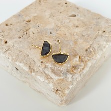 Vesce Atelier Moon Doğal Taş Küpe Siyah