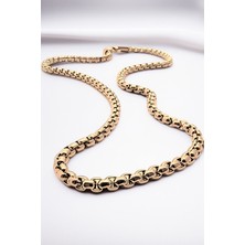 Ak Store Silver Gümüş Kaplama 316 L Paslanmaz Çelik Orion Bombeli Kare Arnavut Zincir Gold Kolye 3 Mm.