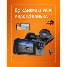 Kaia Full Hd Çözünürlüklü Üç Kameralı Araç Içi Kamera – Park ve Sürüş Güvenliği
