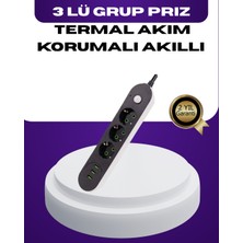 Kaia USB Yuvalı Anahtarlı Üçlü Priz 2 Metre Kablolu