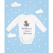 Sevbano Bırakın Beni Halama Gidicem ! Yazılı Pamuklu Unisex Çıtçıtlı Uzun Kollu Body Zıbın