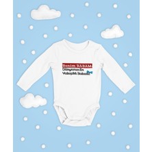 Sevbano Benim Babam Dünyanın En Yakışıklı Babası Yazılı Pamuklu Unisex Çıtçıtlı Uzun Kollu Body Zıbın