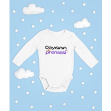 Sevbano Dayısının Prensesi Yazılı Pamuklu Yumuşak Unisex Çıtçıtlı Uzun Kollu Body Zıbın