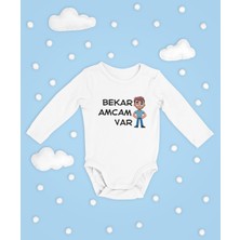 Sevbano Bekar Amcam Var Yazılı Pamuklu Yumuşak Unisex Çıtçıtlı Uzun Kollu Body Zıbın