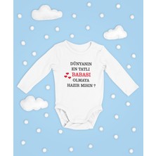 Sevbano Dünyanın En Tatlı Babası Olmaya Hazır Mısın ? Yazılı Pamuklu Unisex Çıtçıtlı Uzun Kollu Body Zıbın