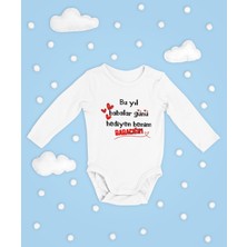 Sevbano Bu Yıl Babalar Günü Hediyen Benim Babacığım Yazılı Pamuklu Unisex Çıtçıtlı Uzun Kollu Body Zıbın