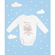 Sevbano Babasının Meleği ! Yazılı Pamuklu Yumuşak Unisex Çıtçıtlı Uzun Kollu Body Zıbın