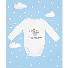 Sevbano Kimsede Olmayan Yıldızlara Hakim Ol Küçüğüm ! Yazılı Pamuklu Unisex Çıtçıtlı Uzun Kollu Body Zıbın