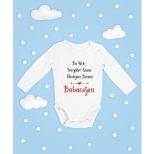 Sevbano Sevgililer Günü Hediyen Benim Babacığım ! Yazılı Pamuklu Unisex Çıtçıtlı Uzun Kollu Body Zıbın