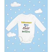 Sevbano Babaannem Beni Çok Seviyor ! Yazılı Pamuklu Yumuşak Unisex Çıtçıtlı Uzun Kollu Body Zıbın