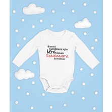 Sevbano Beni Hemen Anneanneme Bırakın ! Yazılı Pamuklu Yumuşak Unisex Çıtçıtlı Uzun Kollu Body Zıbın