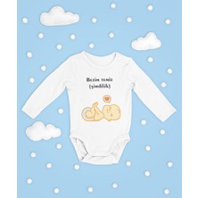 Sevbano Bezim Temiz (Şimdilik) Yazılı Pamuklu Yumuşak Unisex Çıtçıtlı Uzun Kollu Body Zıbın
