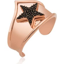 Skygo 925 Ayar Gümüş Rose Yıldız Desenli Eklem Yüzük