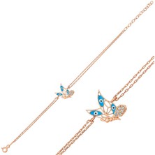 Skygo ​925 Ayar Gümüş Rose Kelebek Kadın Bileklik