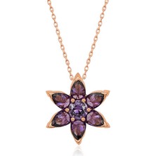 Skygo 925 Ayar ​gümüş Rose Mor Çiçek Kolye