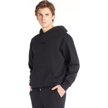 Ted Baker Siyah Erkek Kapüşonlu Standart Baskılı Sweatshirt TBMRTS1035