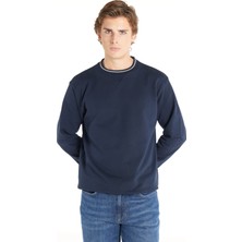 Ted Baker Lacivert Erkek Bisiklet Yaka Standart Kabartma Sweatshirt TBMRTS1031