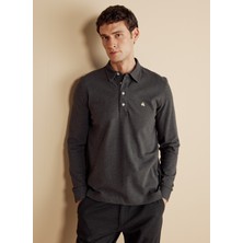 Brooks Brothers Polo Yaka Antrasit Melanj Erkek T-Shirt BBFW25MTS007