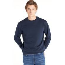 Ted Baker Lacivert Erkek Bisiklet Yaka Standart Kabartma Sweatshirt TBMRTS1033