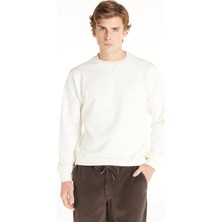 Ted Baker Ekru Erkek Bisiklet Yaka Standart Kabartma Sweatshirt TBMRTS1031