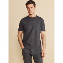 Brooks Brothers Bisiklet Yaka Antrasit Melanj Erkek T-Shirt BBFW25MTS004