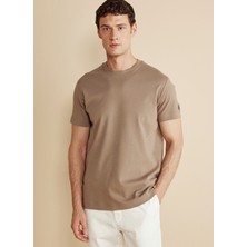 Brooks Brothers Bisiklet Yaka Vizon Erkek T-Shirt BBFW25MTS004