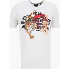 Superdry Bisiklet Yaka Baskılı Kırık Beyaz Erkek T-Shirt Vl Tokyo Relaxed Tee
