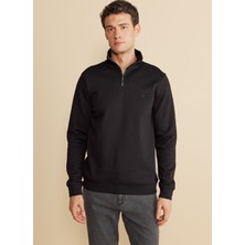 Brooks Brothers Bato Yaka Siyah Erkek Sweatshırt BBFW25MSW002