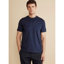 Brooks Brothers Bisiklet Yaka Lacivert Erkek T-Shirt BBFW25MTS004