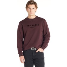 Ted Baker Bordo Erkek Bisiklet Yaka Standart Nakışlı Sweatshirt TBMRTS1030
