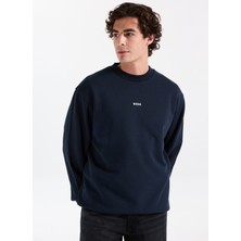 Boss Bisiklet Yaka Lacivert Erkek Sweatshırt Wesmallcrew