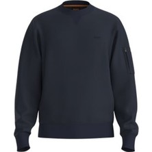 Boss Lacivert Erkek Bisiklet Yaka Relaxed Sweatshirt We_mixed