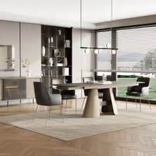 Enza Home  Salda Metal Ayaklı, Seramik Yüzeyli Yemek Masası - Koyu Gri, 160 cm