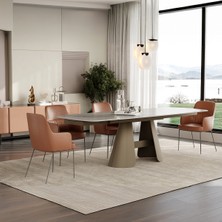 Enza Home  Salda Metal Ayaklı, Mermer Yüzeyli Yemek Masası - Italyan Gri, 160 cm