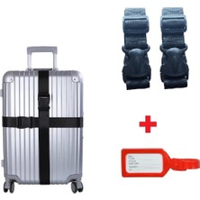 Tarix 2 Adet Siyah Valiz Kemeri + 1 Adet Kırmızı Valiz Etiketi