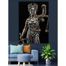 Artmeg Adalet Tanrıçası Themis Heykeli Dekoratif Kanvas - Mdf Ahşap Tablo