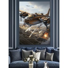 Artmeg Alçak Uçuş Savaş Uçağı Dekoratif Kanvas - Mdf Ahşap Tablo