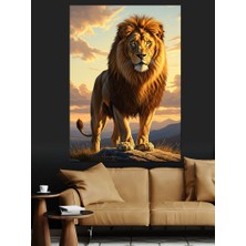 Artmeg Kayada Duran Aslan Kral Dekoratif Kanvas - Mdf Ahşap Tablo