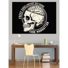 Artmeg Kuru Kafa Beyin Çizimi Dekoratif Kanvas - Mdf Ahşap Tablo