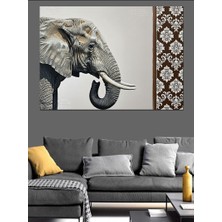 Artmeg Fil Portresi ve Desenler Dekoratif Kanvas - Mdf Ahşap Tablo