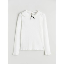 LC Waikiki Bebe Yaka Fiyonk Detaylı Kız Çocuk Tişört  (W5)