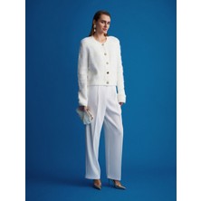 Dilvin 7954 Yüksek Bel Pantolon-Ekru