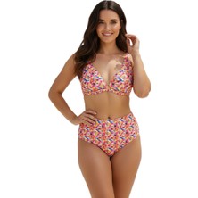 Donlaritta Büyük Beden Toparlayıcı Göğüs Pedli Hızlı Kuruyan Bikini Takımı 44-46-48-50-52-54 Beden