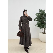 Moda Aksa Bel Oturmalı Kışlık Eteklı Takım